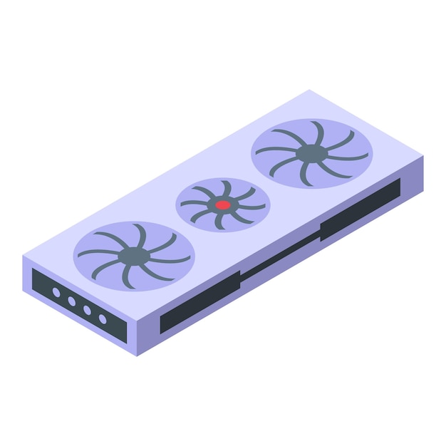 Isometrische drievoudige ventilator gpu illustratie