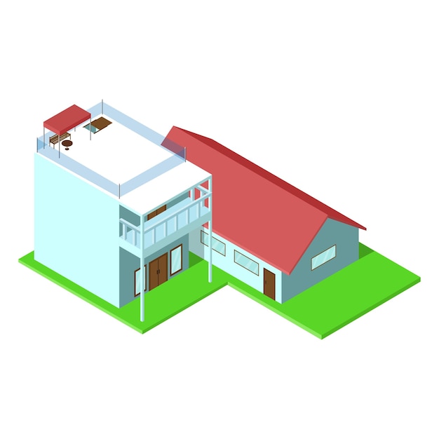 Isometrische eenvoudige huisillustratie