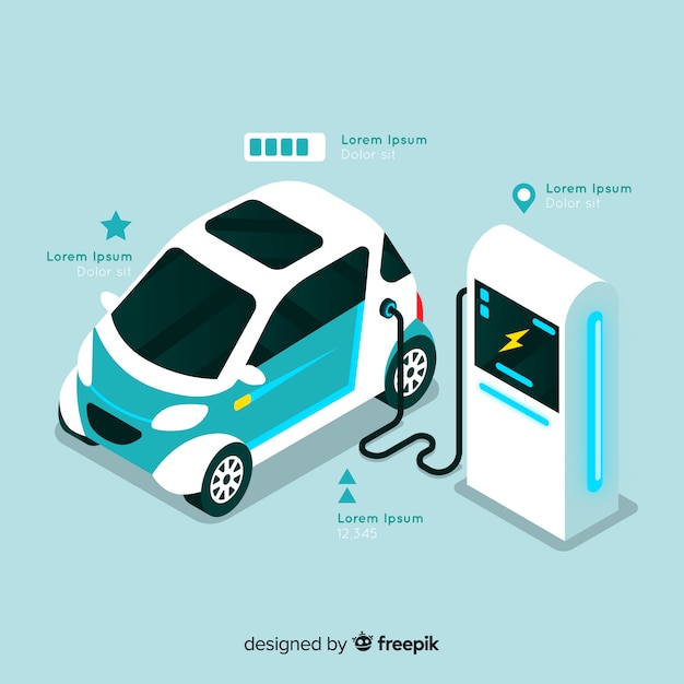 Isometrische elektrische auto