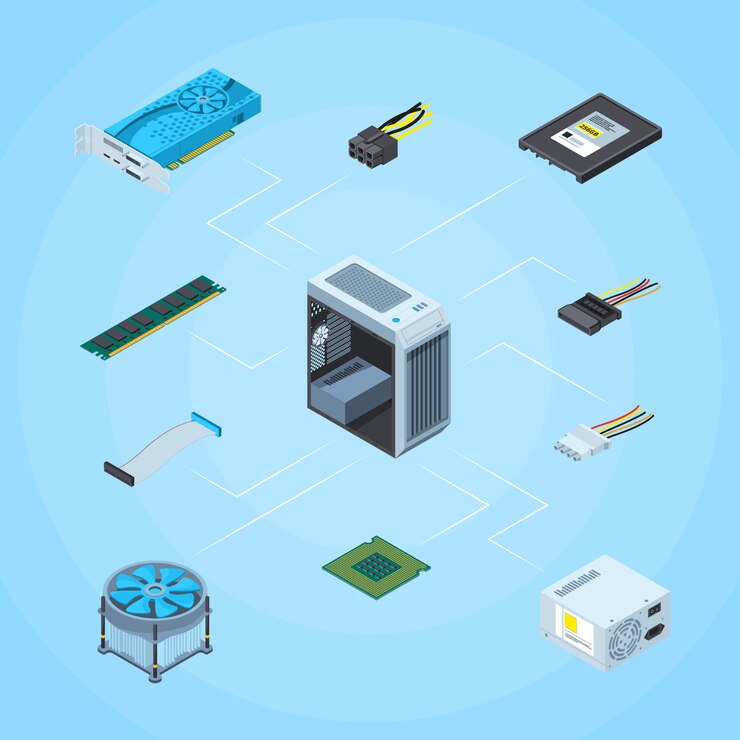 Vector isometrische elektronische verbonden apparaten