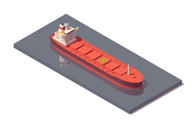 Isometrische erts-bulk-olie vervoerder. Laag poly kamsarmax hobo schip. Vector illustrator. Verzameling