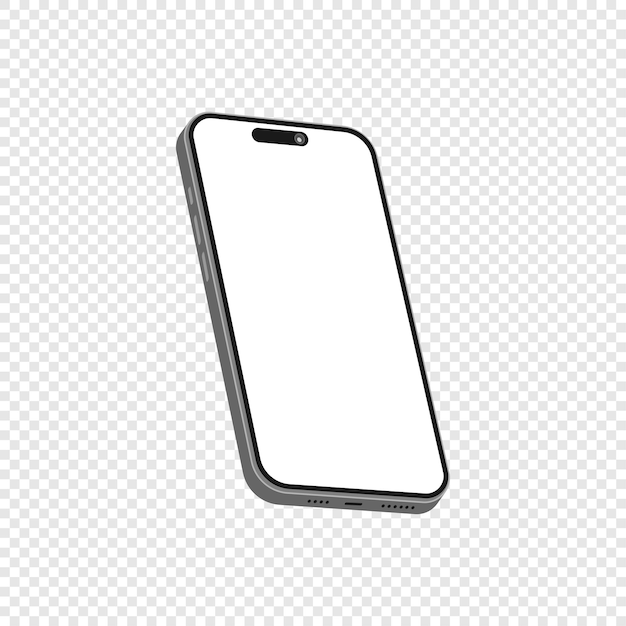 Isometrische foto van een zilveren smartphone zonder achtergrond