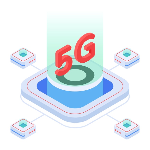 Isometrische icoon van 5G-technologie