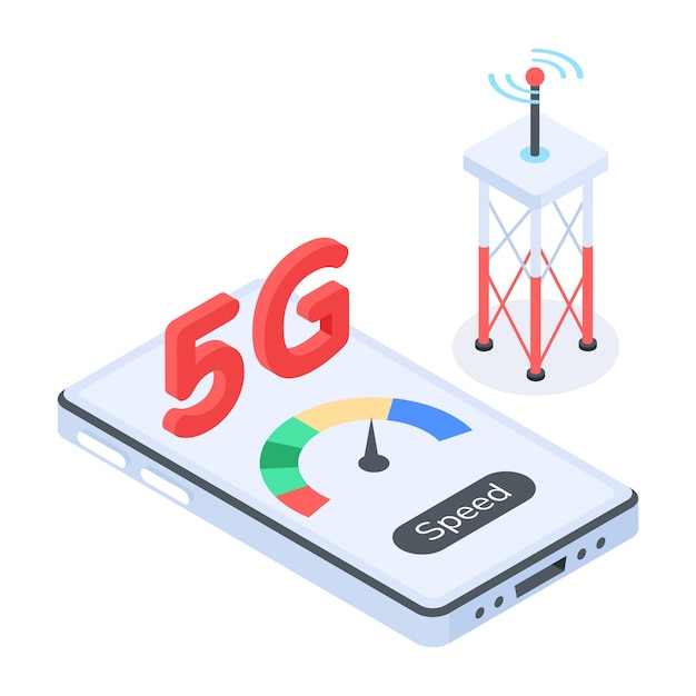 Vector isometrische icoon van 5g-technologie