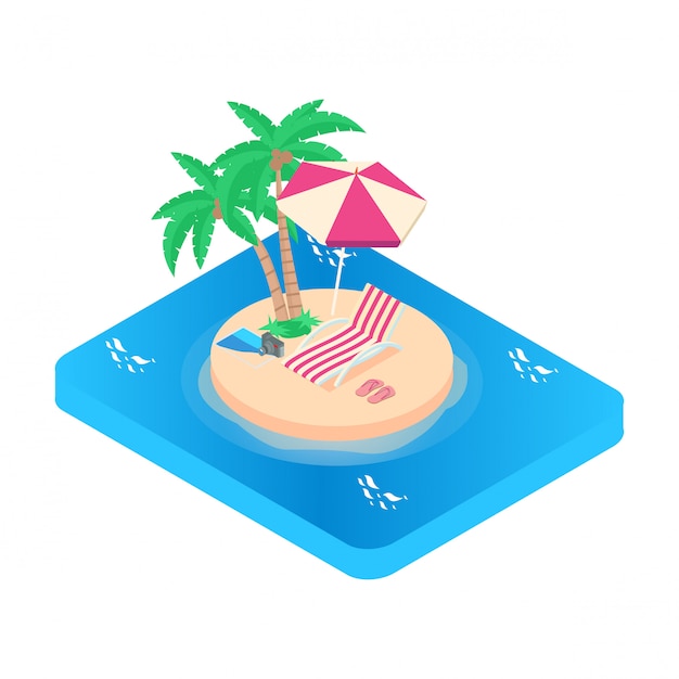 Isometrische illustratie Vakantie pictogram. Turquoise zee
