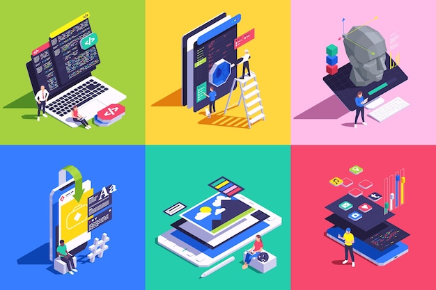 Isometrische illustratie van software