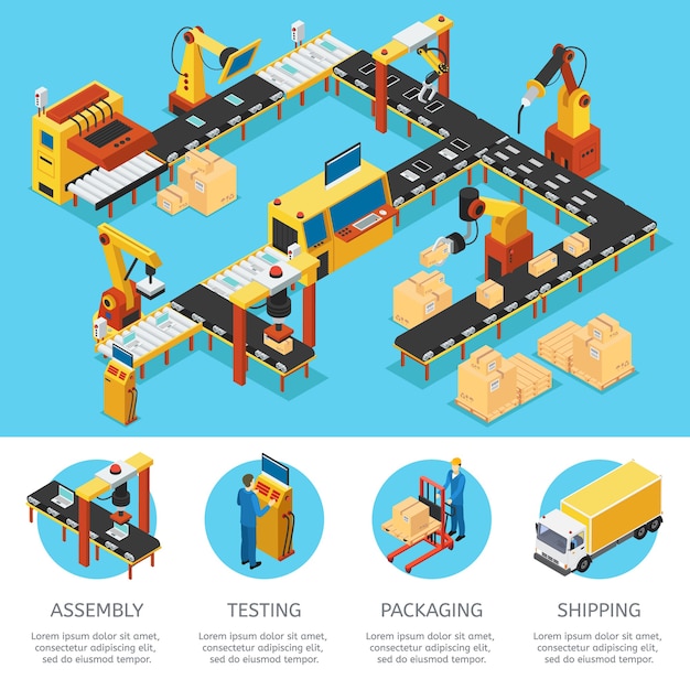 Vector isometrische industriële fabriekssamenstelling