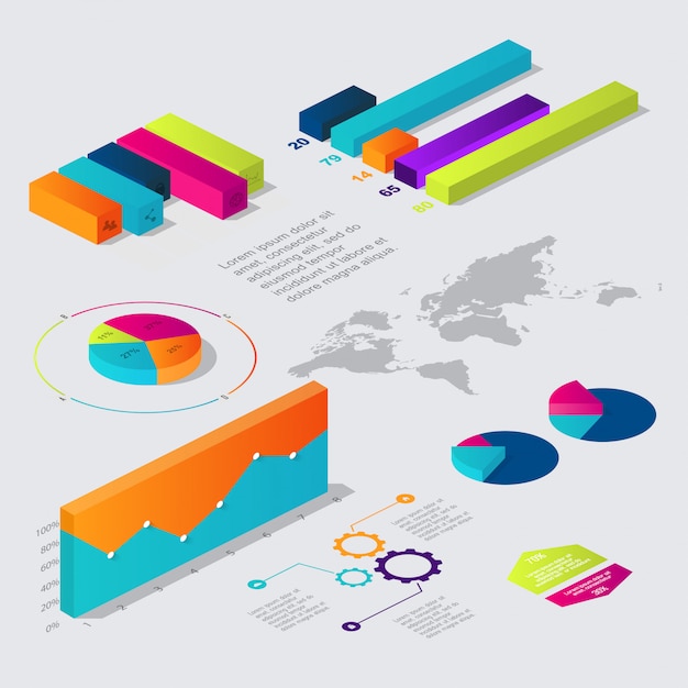 Isometrische infographic elementenverzameling