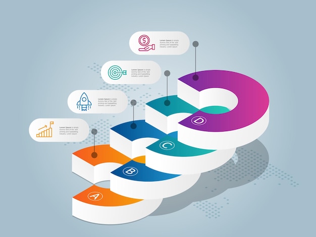 Isometrische infographics tijdlijnpresentatie