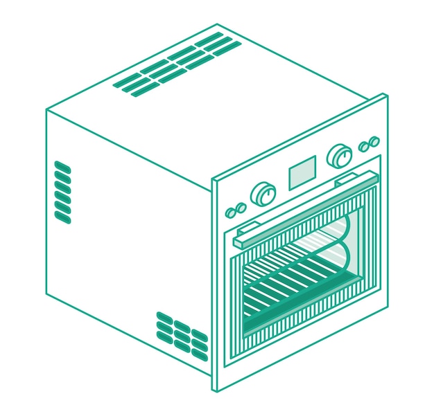 Isometrische ingebouwde oven geïsoleerd op witte achtergrond overzicht pictogram