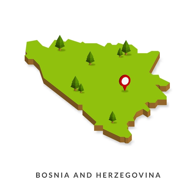 Isometrische kaart van Bosnië en Herzegovina Eenvoudige 3D-kaart vectorillustratie