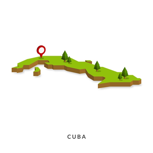 Isometrische kaart van Cuba Eenvoudige 3D-kaart vectorillustratie