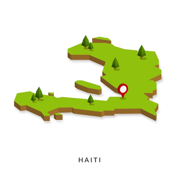 Isometrische kaart van Haïti Eenvoudige 3D-kaart vectorillustratie