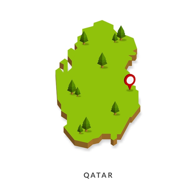 Isometrische kaart van Qatar Eenvoudige 3D-kaart vectorillustratie