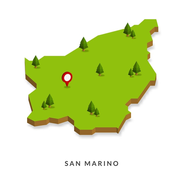 Isometrische kaart van San Marino Eenvoudige 3D-kaart vectorillustratie