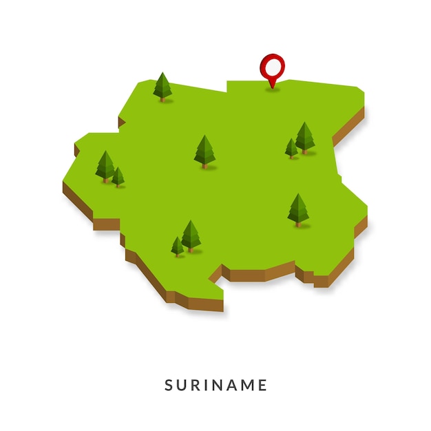 Isometrische kaart van Suriname Eenvoudige 3D-kaart vectorillustratie