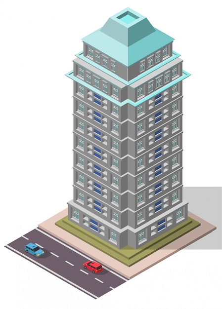 Vector isometrische kantoor werkplek gebouw