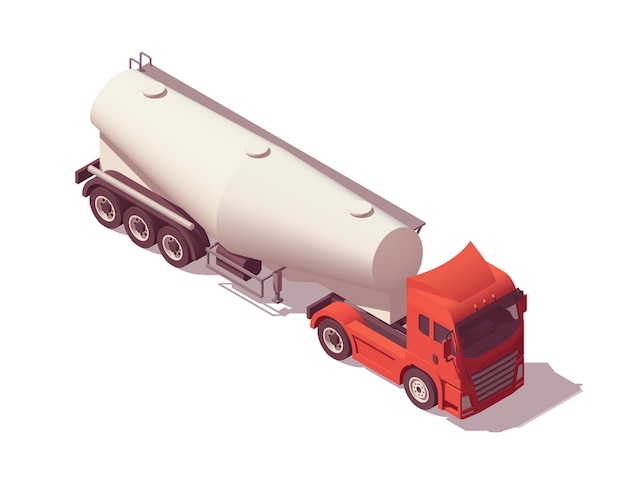 Vector isometrische logistieke semi-vrachtwagen vrachtwagen met bulkoplegger vectorillustratie