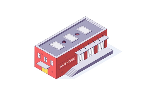 Isometrische magazijn opslag pakhuis gebouw illustratie