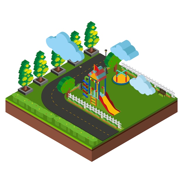 Vector isometrische park ontwerp