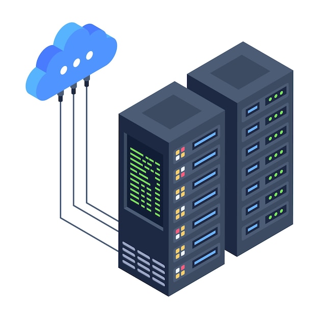 Isometrische pictogrammen voor datacenters