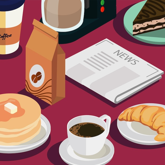 Isometrische poster van koffie