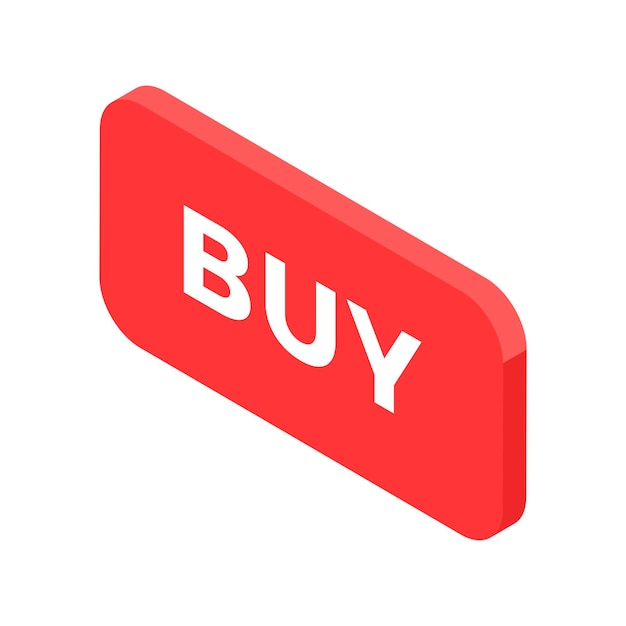 Isometrische rechthoek kopen knop online winkelen bestelling aankoop minimalistische 3d pictogram vectorillustratie Zakelijke badge internet marketing service koopwaar kiezen goederen en betaling geïsoleerd