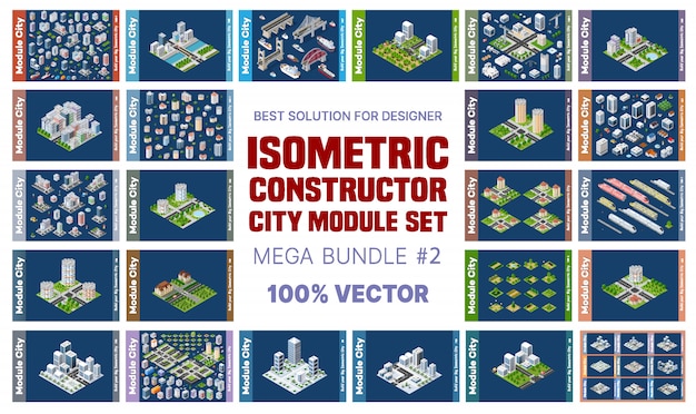 Isometrische set blokken module van gebieden