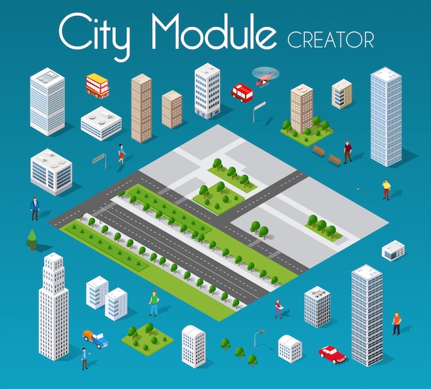 Isometrische set module stad