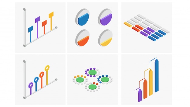 Isometrische set van kleurrijke infographics element.