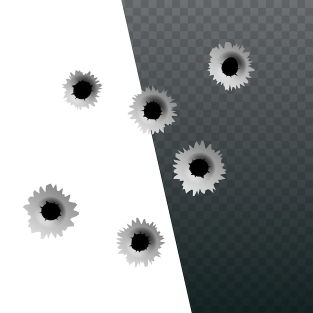 Isometrische shot gun kogels en kogelgaten geïsoleerd op een witte achtergrond. munitie, geweren, militaire illustratie.