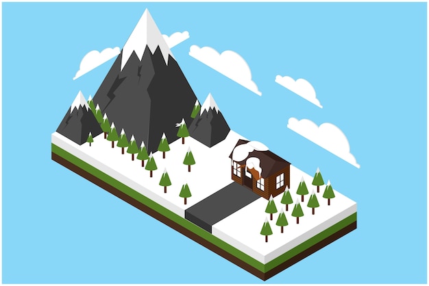 Vector isometrische sneeuwbergen