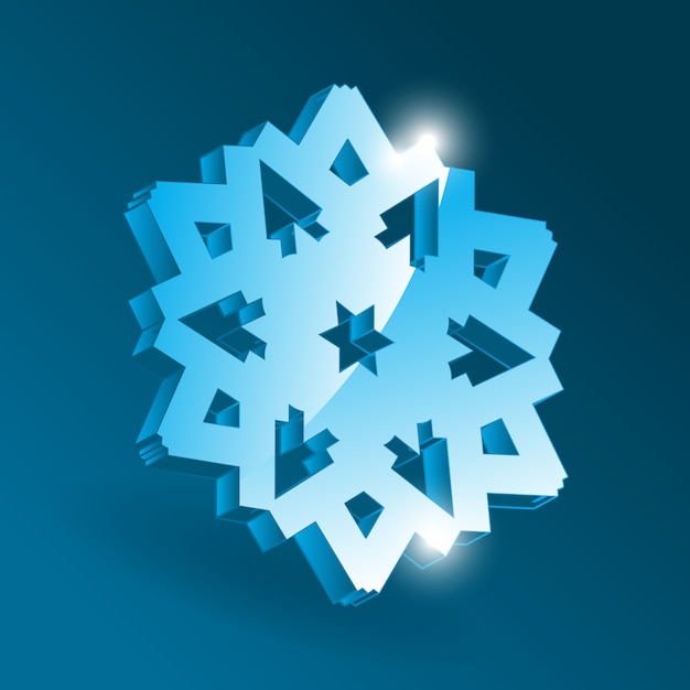 Vector isometrische sneeuwvlokpictogram met verschillende perspectiefvormen. eenvoudig blue snow flake-element voor kerstontwerp en nieuwjaarsdecoratie