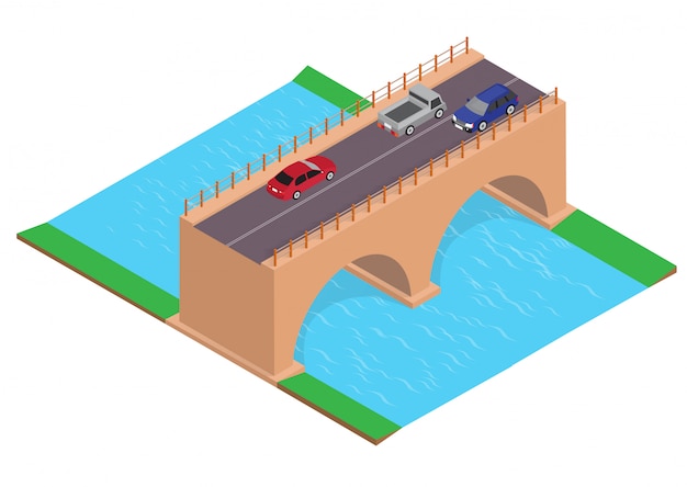 Isometrische snelweg op de brug