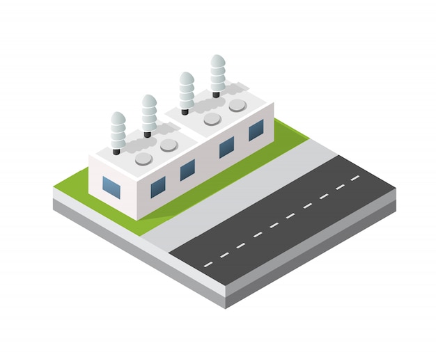 Isometrische stadsmodule industriële stedelijke fabriek