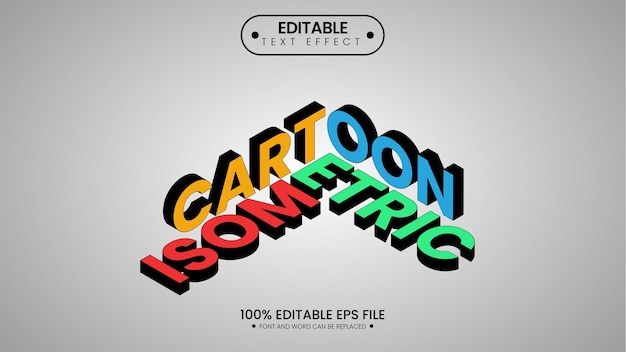 Isometrische tekst-effect Cartoon Style Bewerkbare Eps-bestand