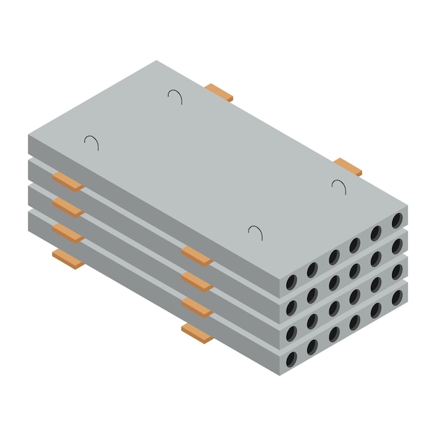Isometrische vectorillustratie van betonnen planken