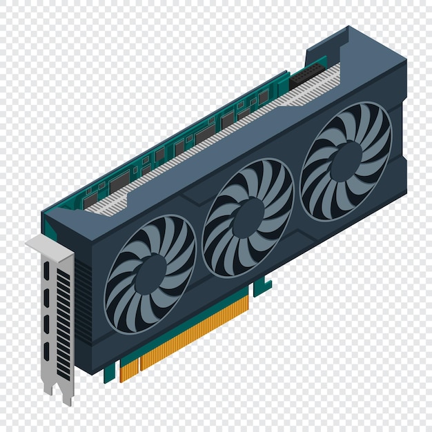Isometrische video grafische kaart isometrische video kaart computer hardware componenten GPU grafische kaart illustratie