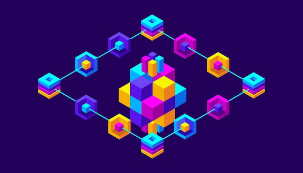 Isometry icon Blockchain Crypto Currency Network colorful background
