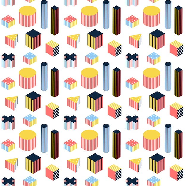 Isometry Memphis Seamless Pattern