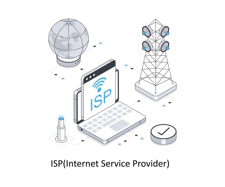 Vector ispinternet service provider isometric stock illustration eps file stock illustration
