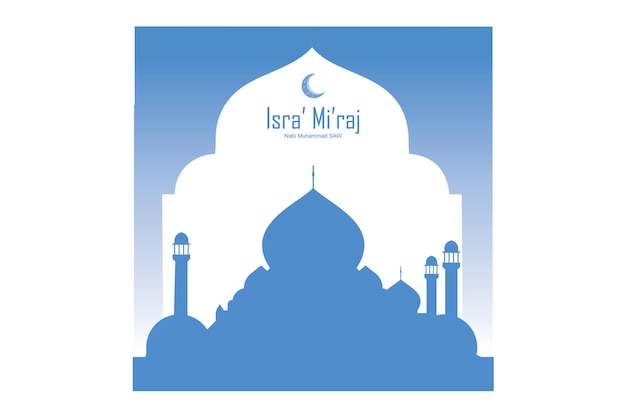 Isra mi39raj Greeting with Mosque and Purple Paper style flat vector modern illustration