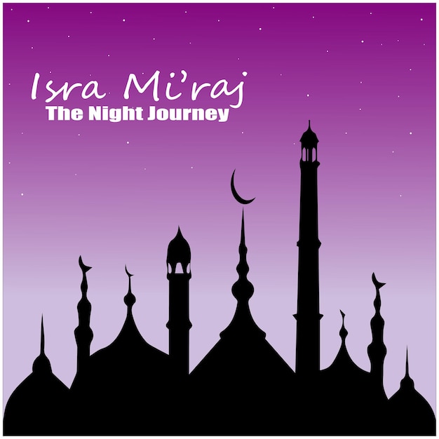 Isra miraj achtergrondgeluid ontwerp. Al-Isra wal Mi'raj profeet Mohammed vectorillustratie.