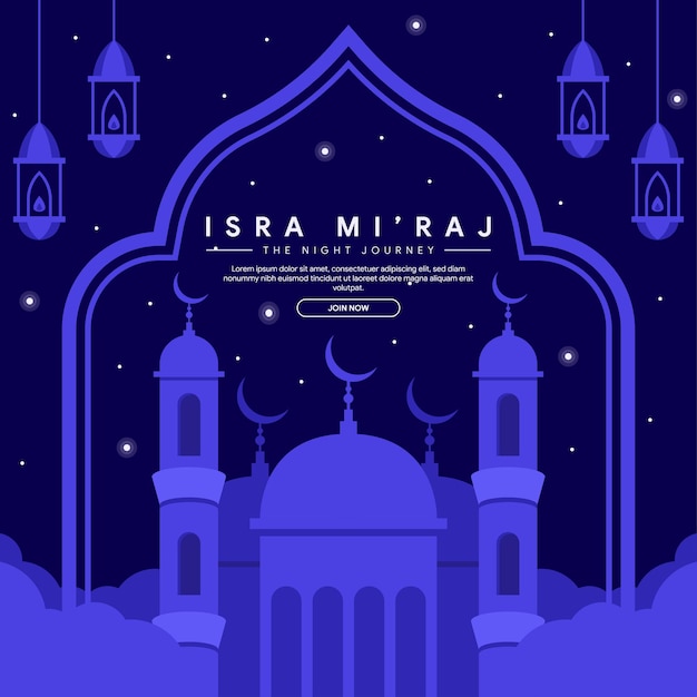 isra miraj banner illustratie in plat ontwerp