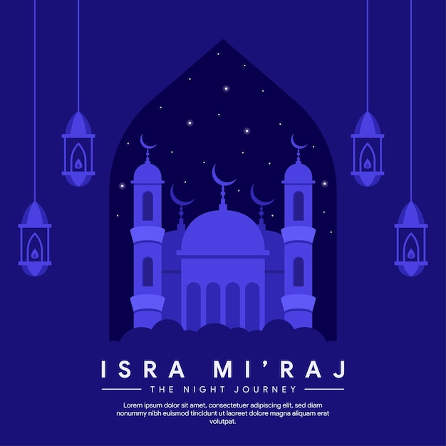 Isra miraj banner illustratie in plat ontwerp