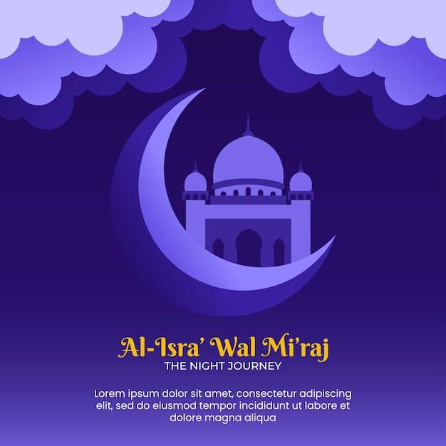 Isra and Miraj greeting islamic illustration