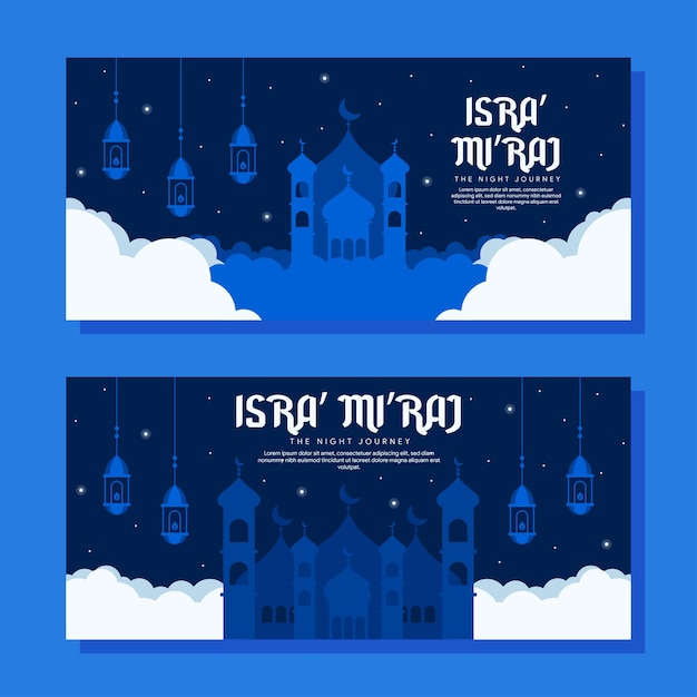 isra miraj horizontal banner illustration in flat design