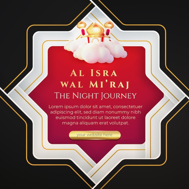Isra miraj исламский фон шаблон флаера в социальных сетях поздравительная открытка