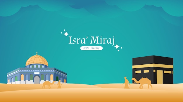 Isra miraj the night journey islamic banner design