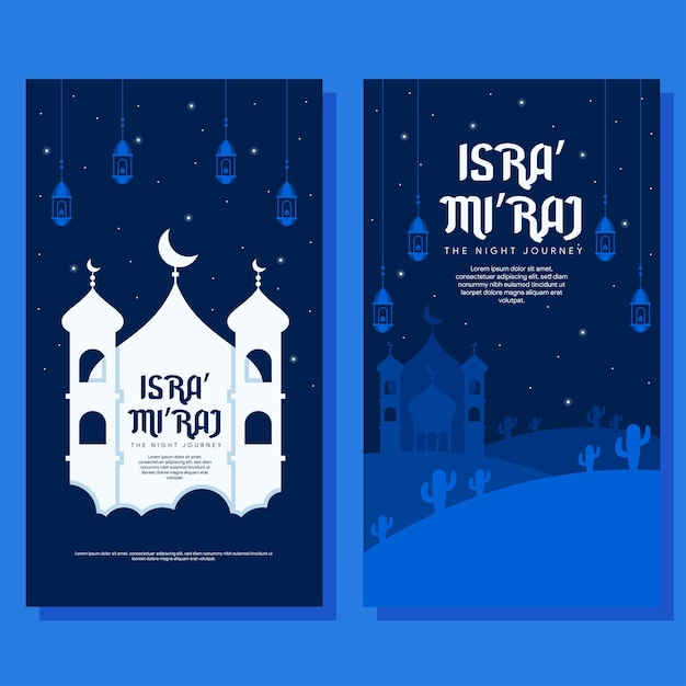 isra miraj vertical banner illustration in flat design